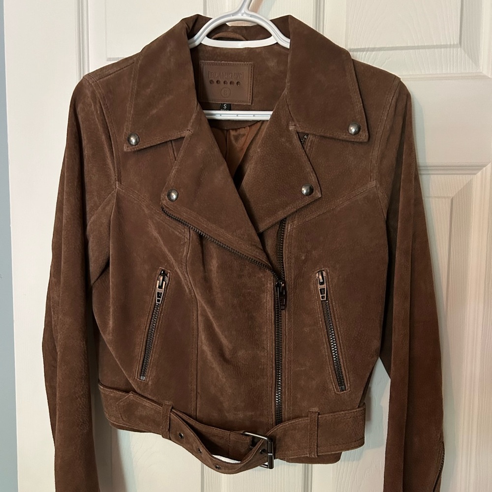 Blank NYC Moto Suede Jacket in Brown